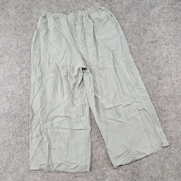 Eileen Fisher Womens Size 1 Pull On Wide Leg 100% Silk Green Pants Stretch - Picture 11 of 13